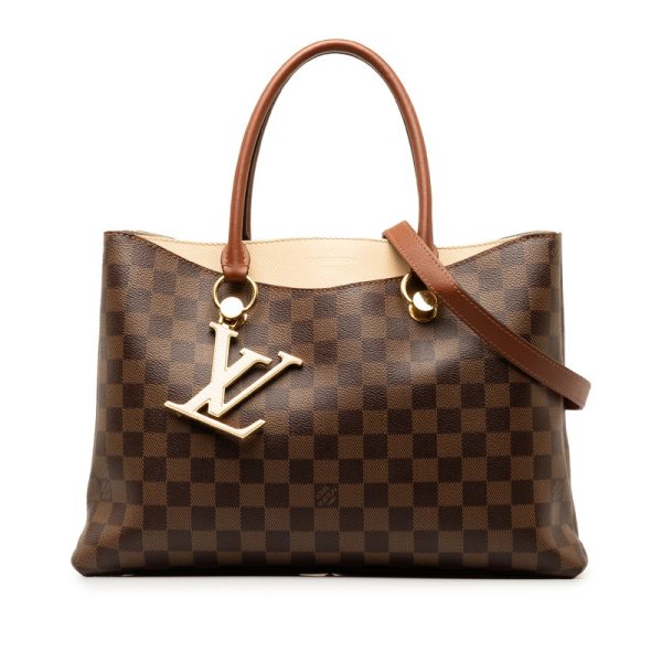 oecvll714ym5wky8 1 Louis Vuitton Damier LV Riverside Tote Bag Shoulder Bag 2WAY N40135 Brown PVC Leather