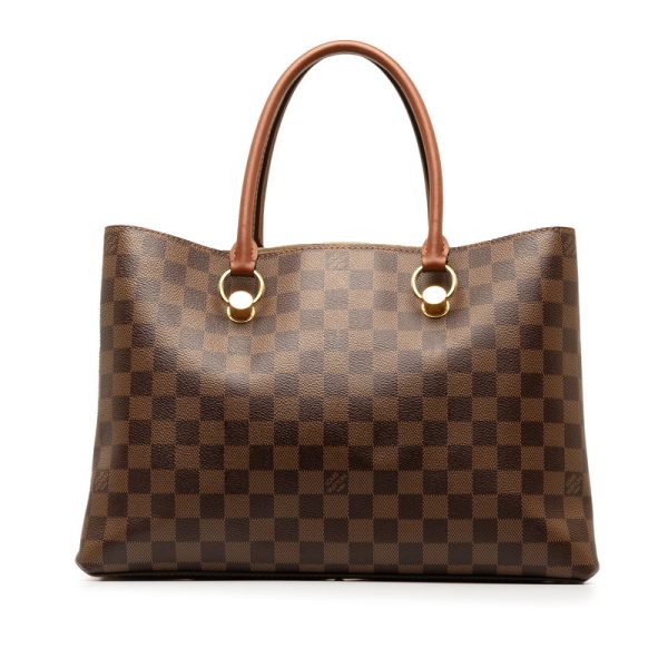 oecvll714ym5wky8 3 Louis Vuitton Damier LV Riverside Tote Bag Shoulder Bag 2WAY N40135 Brown PVC Leather