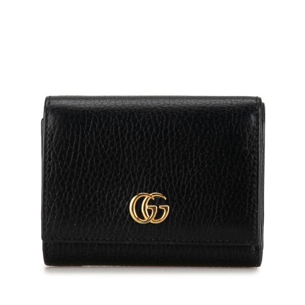 ofezyn5uucpfrzub 1 Gucci GG Marmont Double G Trifold Wallet Compact Wallet Black Leather