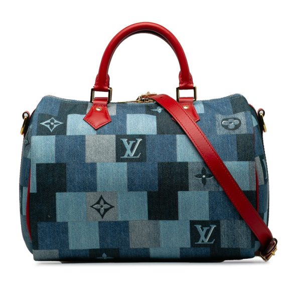 ofta02xiwr0iubkd 1 Louis Vuitton Speedy Bandouliere 30 Patchwork M45041 Blue Denim