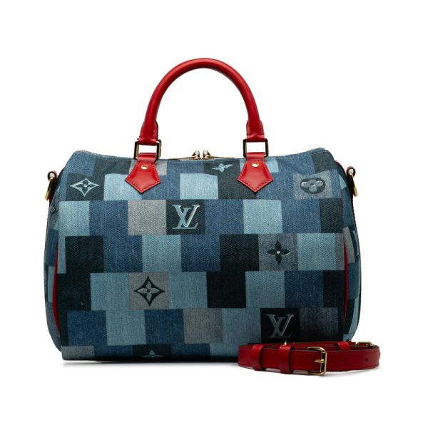 ofta02xiwr0iubkd 11 Louis Vuitton Speedy Bandouliere 30 Patchwork M45041 Blue Denim