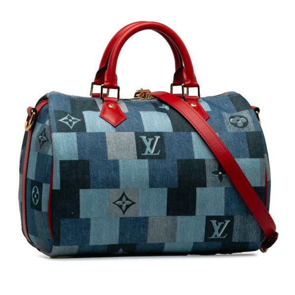 ofta02xiwr0iubkd 2 Louis Vuitton Speedy Bandouliere 30 Patchwork M45041 Blue Denim