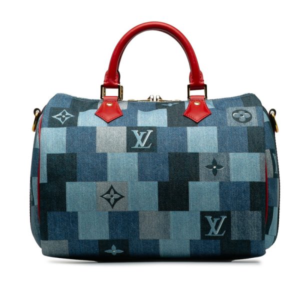 ofta02xiwr0iubkd 3 Louis Vuitton Speedy Bandouliere 30 Patchwork M45041 Blue Denim