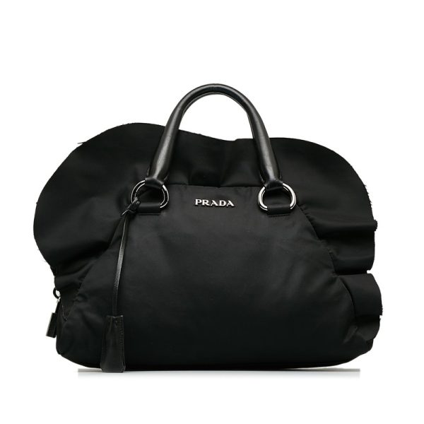 ok0ev1m11q3j8ouy 1 Prada Frill Handbag Black Nylon