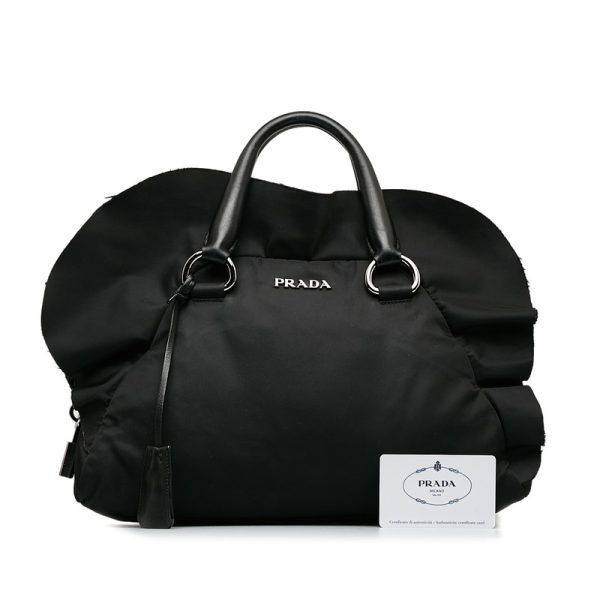 ok0ev1m11q3j8ouy 14 Prada Frill Handbag Black Nylon