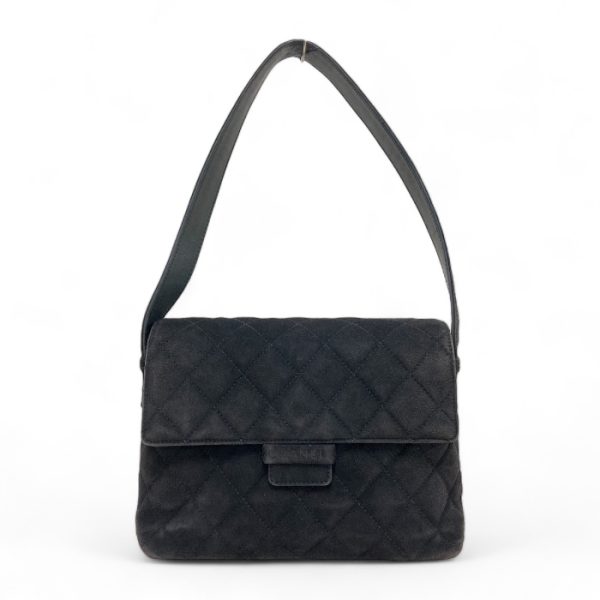 on1816 1 Chanel Matelasse Quilted Shoulder Bag Suede Black