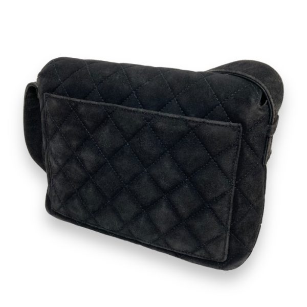 on1816 2 Chanel Matelasse Quilted Shoulder Bag Suede Black