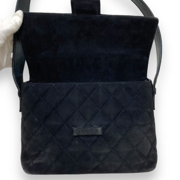 on1816 8 Chanel Matelasse Quilted Shoulder Bag Suede Black