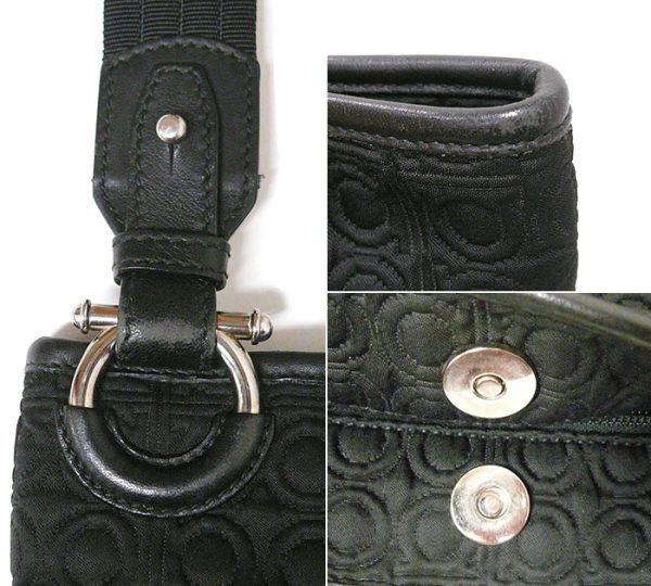 on4016 5 Salvatore Ferragamo Gancini Crossbody Shoulder Bag Quilted Leather Black Silver