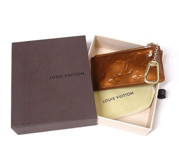 on4030 5 Louis Vuitton Vernis Pochette Clé Coin Case Leather Brown