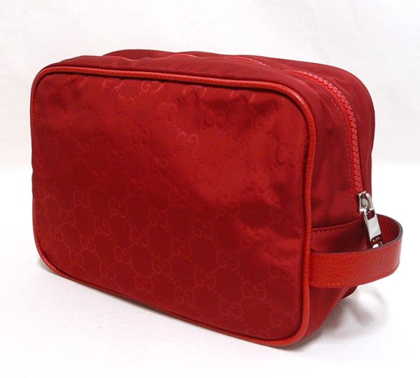 on5344 2 Gucci GG Nylon Leather Bag Clutch Bag Red