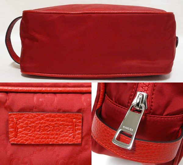 on5344 3 Gucci GG Nylon Leather Bag Clutch Bag Red