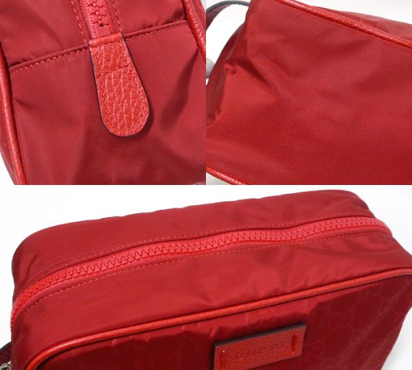 on5344 4 Gucci GG Nylon Leather Bag Clutch Bag Red