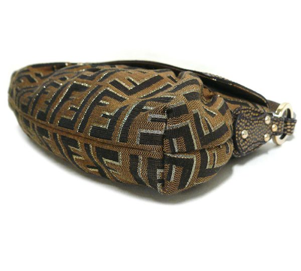 on5758 5 Fendi Zucca Pattern Chef Bag One Shoulder Bag Brown Gold