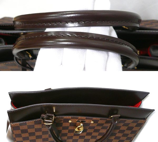 on5783 5 Louis Vuitton Damier Ebene Rivoli MM 2WAY Handbag Canvas Brown