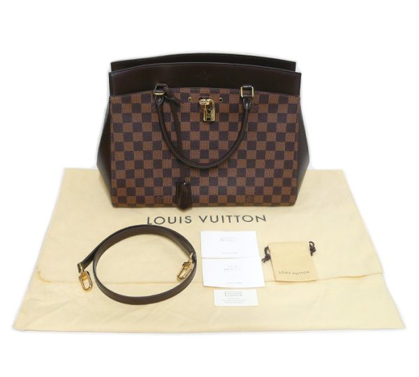 on5783 9 Louis Vuitton Damier Ebene Rivoli MM 2WAY Handbag Canvas Brown