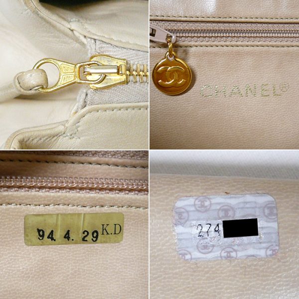 on5940 7 Chanel Lambskin Chain Tote Bag Ivory Gold