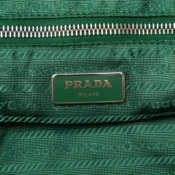 or2ktrqd7raj4qvv 6 Prada Triangle Logo Plate Flower Motif Shoulder Bag Blue Nylon