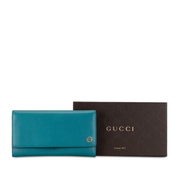 pchyw5tu5ec39912 11 Gucci Interlocking G long wallet turquoise blue leather