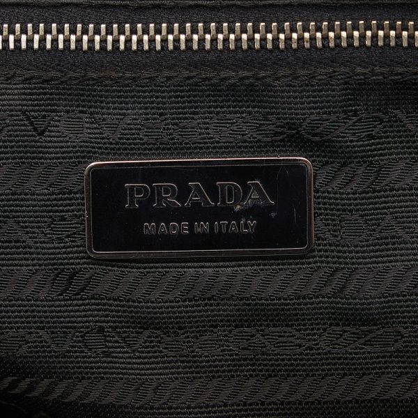 pr66gt9h1lvgoxr9 6 Prada Triangle Logo Plate Handbag Black Leather