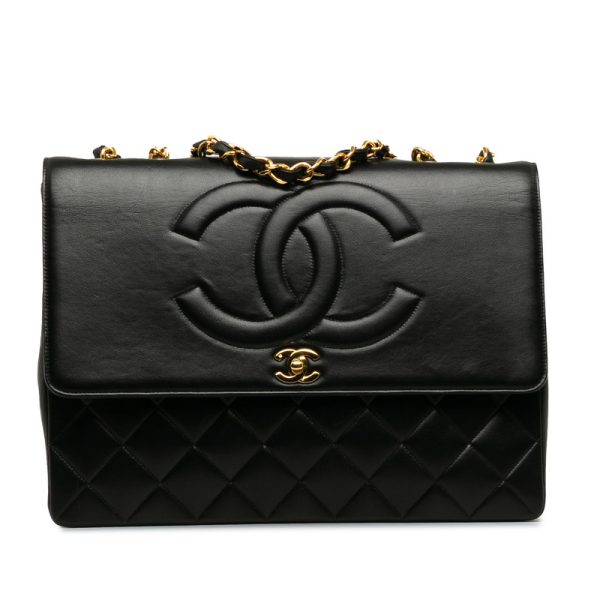 puvrxmm82qd4czrg 1 CHANEL Deca Matelasse 34 Coco Mark Single Flap Chain Shoulder Bag Black Lambskin