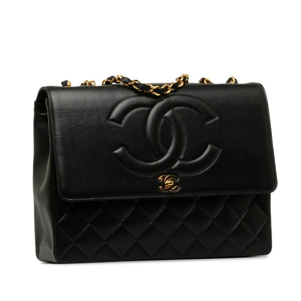 puvrxmm82qd4czrg 2 CHANEL Deca Matelasse 34 Coco Mark Single Flap Chain Shoulder Bag Black Lambskin