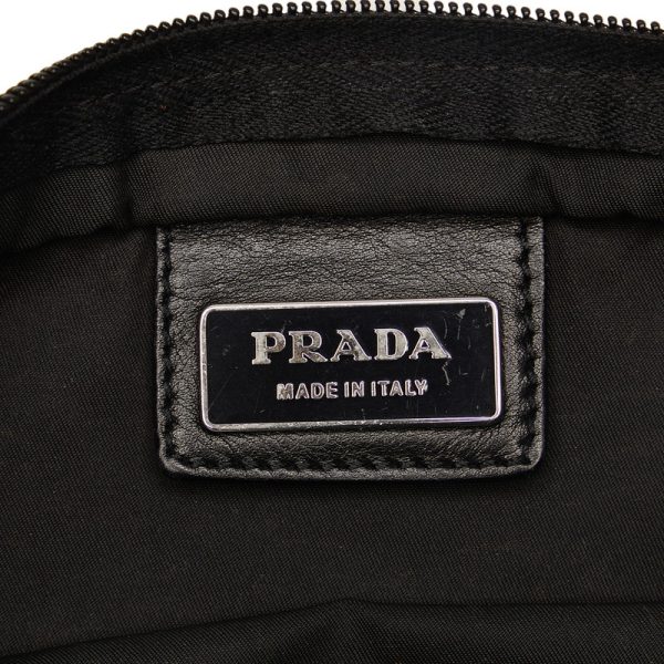 py8o1a3k0jh5vlsh 6 PRADA Triangle Logo Plate Crossbody Shoulder Bag Black Nylon