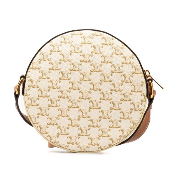 qbw5sfqbjx3dfp0o 3 Celine Triomphe Round Purse Shoulder Bag Tan White Leather