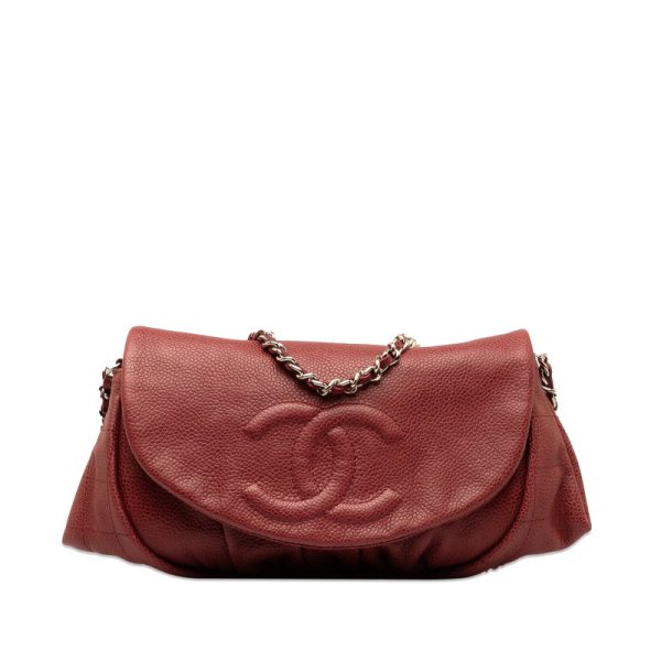 qi1w1qie4fd3cs4l 1 CHANEL Cocomark Half Moon Chain Bag Wine Red Silver Caviar Skin