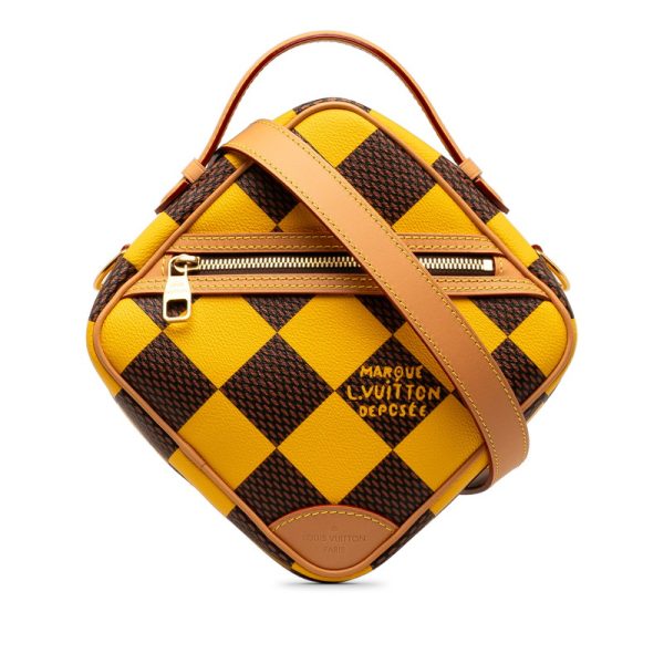 qjd6mgx7za618wk2 1 Louis Vuitton Damier Pop Chess Messenger Shoulder Bag Jaune Yellow