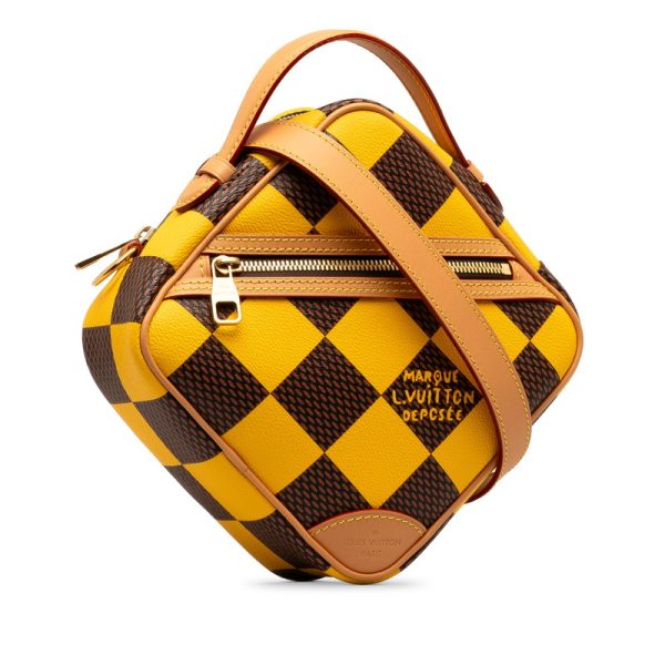 qjd6mgx7za618wk2 2 Louis Vuitton Damier Pop Chess Messenger Shoulder Bag Jaune Yellow