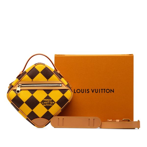 qjd6mgx7za618wk2 9 Louis Vuitton Damier Pop Chess Messenger Shoulder Bag Jaune Yellow