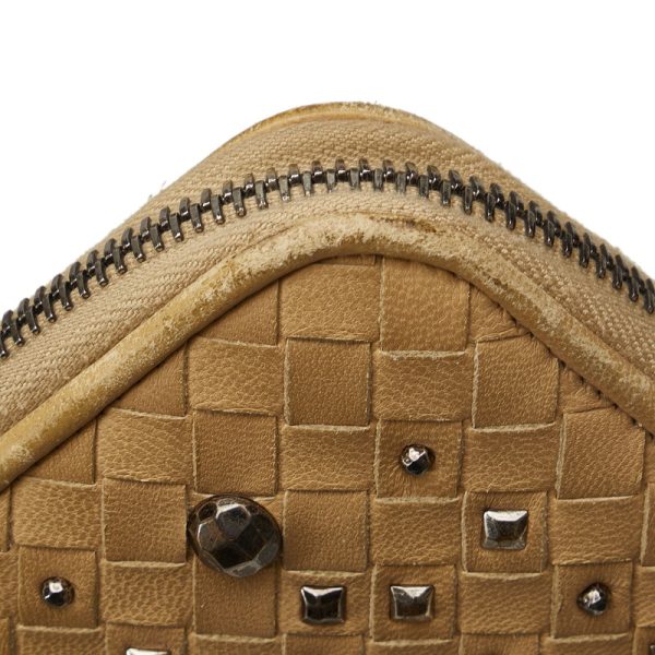 qjzjiluidzcxkks3 14 Bottega Veneta Studded Intrecciato Round Zipper Long Wallet Beige