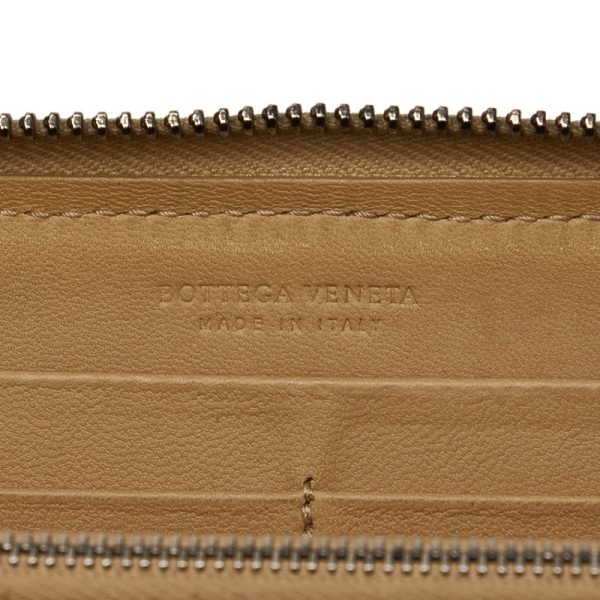 qjzjiluidzcxkks3 7 Bottega Veneta Studded Intrecciato Round Zipper Long Wallet Beige