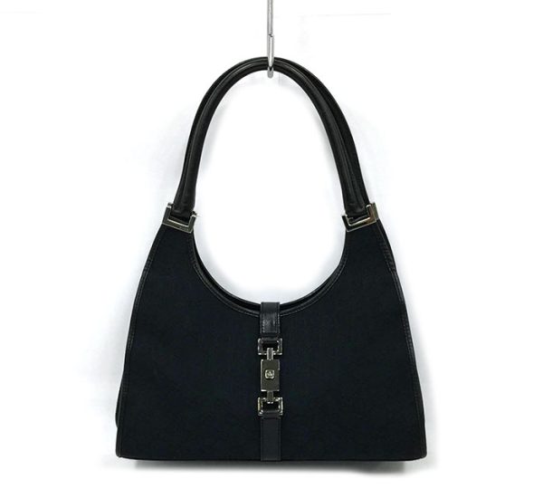 ra5040 1 Gucci Jackie GG Canvas Shoulder Bag Black