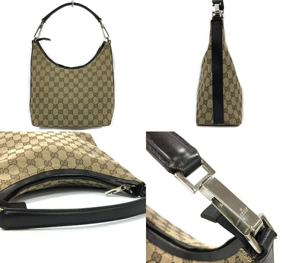 ra5048 2 Gucci GG Canvas Leather One Shoulder Bag Brown