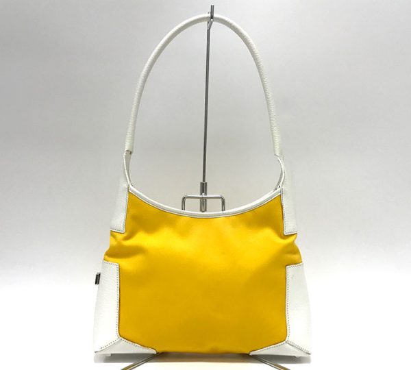 ra5966 1 Salvatore Ferragamo Handbag Canvas Leather Yellow White