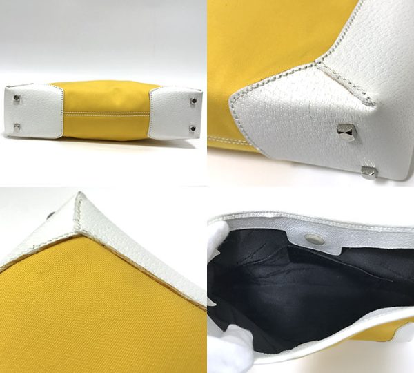 ra5966 3 Salvatore Ferragamo Handbag Canvas Leather Yellow White