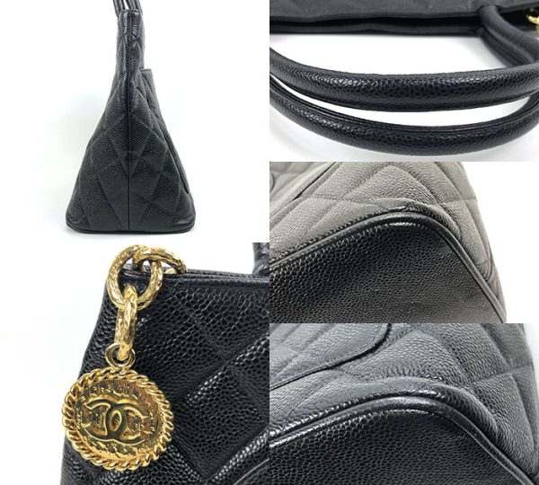 ra6156 3 Chanel Caviar Skin Matelasse Reproduction Tote Bag Black