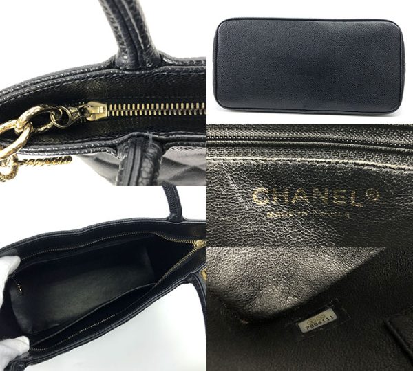 ra6156 4 Chanel Caviar Skin Matelasse Reproduction Tote Bag Black