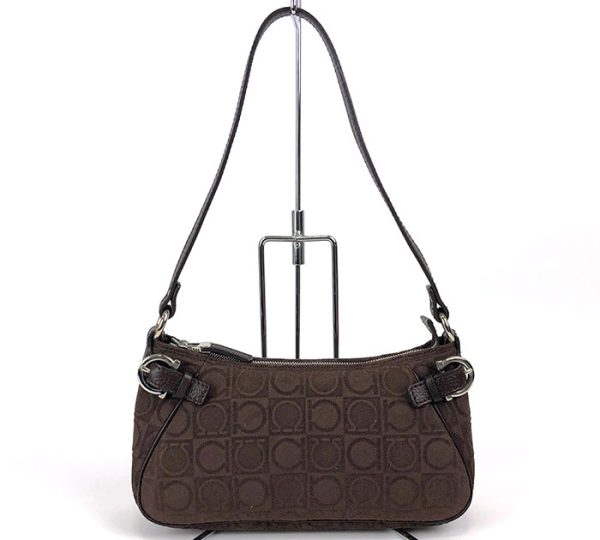 ra6179 1 Salvatore Ferragamo Gancini One Shoulder Bag Brown