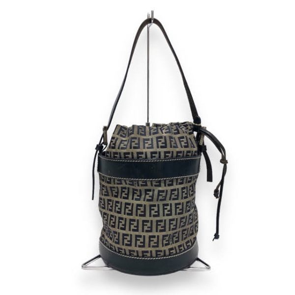 ra6623 Fendi Zucchino Drawstring Bag Zucca Pattern Black