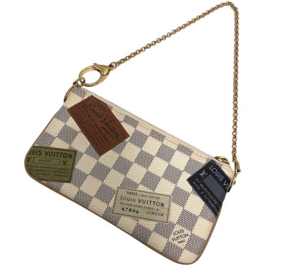 rc3837 1 Louis Vuitton Damier Azur Pochette Mira MM Pouch Canvas White