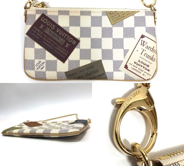 rc3837 2 Louis Vuitton Damier Azur Pochette Mira MM Pouch Canvas White