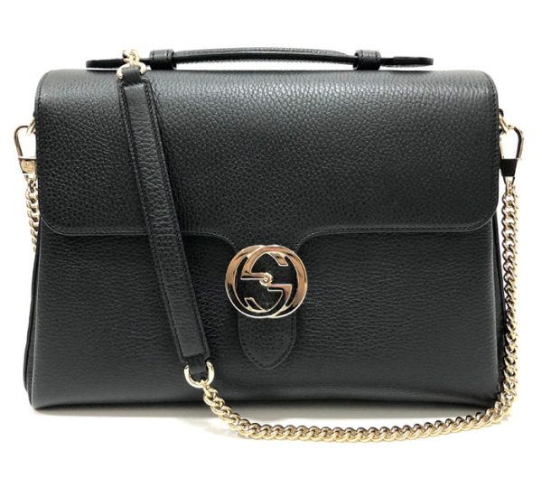 rc3840 1 Gucci Interlocking G 2way Chain Shoulder Bag Black