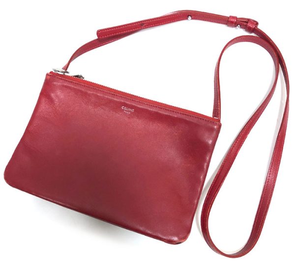 rc4060 1 Celine Tri Large Shoulder Bag Red Sheepskin