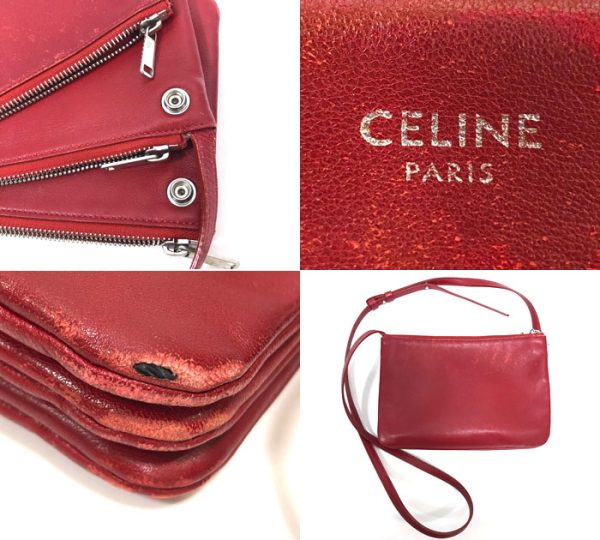 rc4060 2 Celine Tri Large Shoulder Bag Red Sheepskin