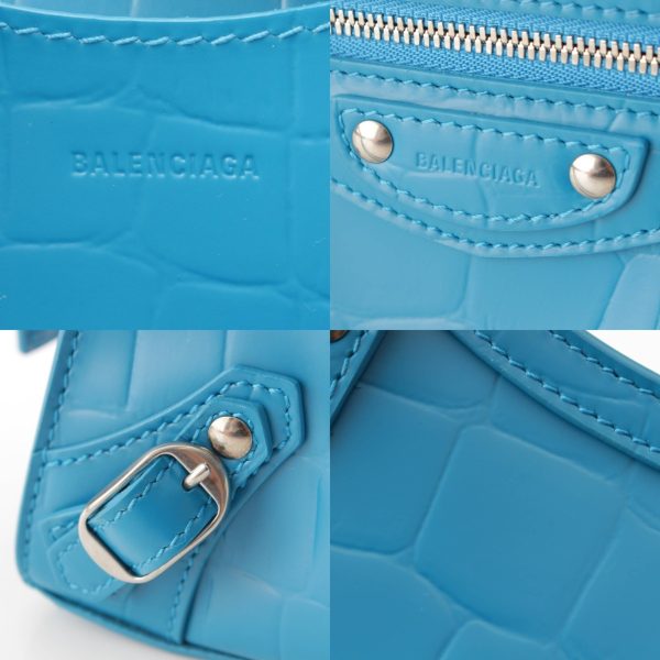 re bal ha w 00093 6 Balenciaga Neo Classic City Mini Croco Embossed Leather Blue