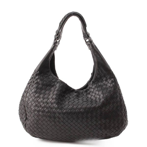 re bot ha w 00052 Bottega Veneta Intrecciato Medium Campana Leather Black