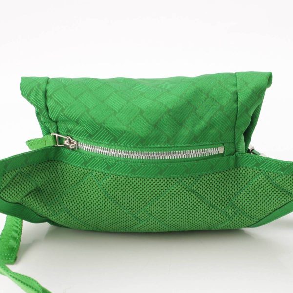 re bot sh w 00108 2 Bottega Veneta Jacquard Mesh Belt Waist Bag 652076 Green